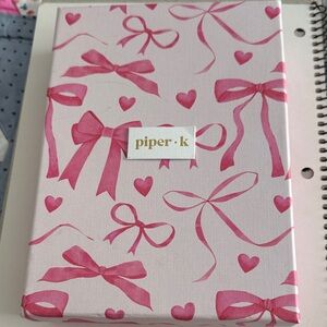 Piper.k Pink Polka Dot Bow Gift Box with Pink Tweed Bag Charm